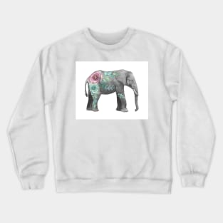 Elephant illustration, with flowers Crewneck Sweatshirt